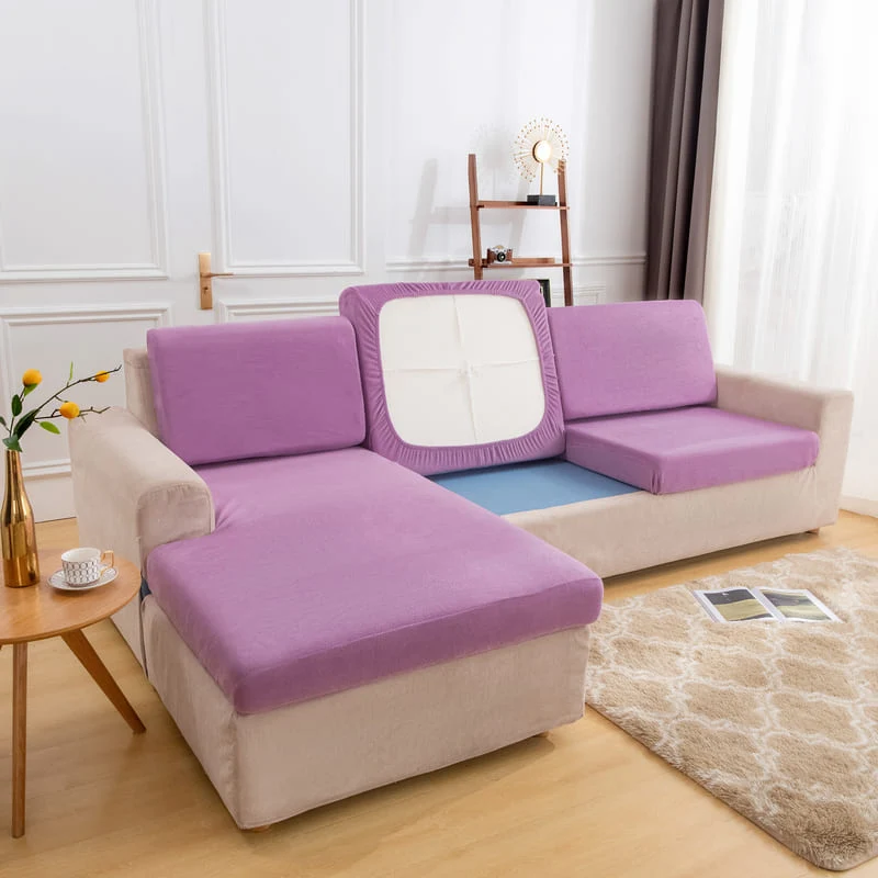 Housse Peluche Lavande pour Coussin d'Assise de Canapé