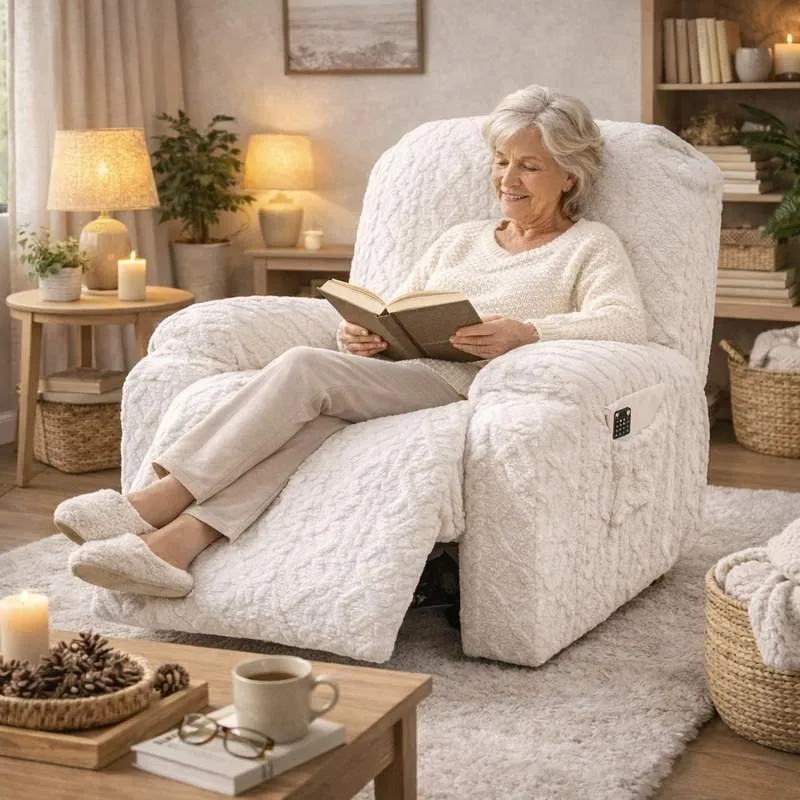 Housse Fauteuil Relax Tricot blanche