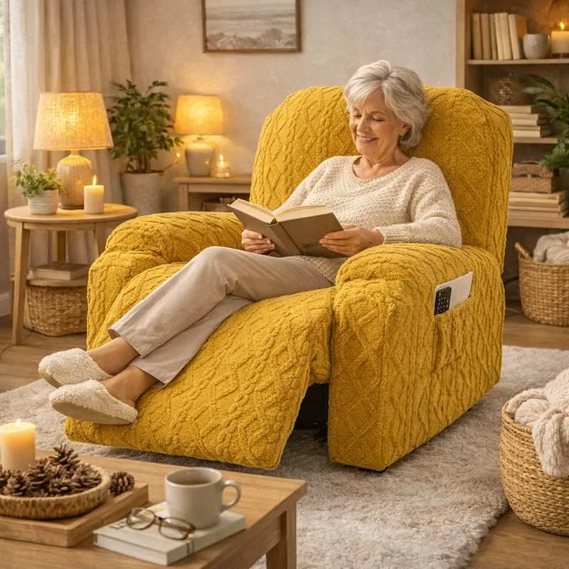 Housse Fauteuil Relax Tricot jaune