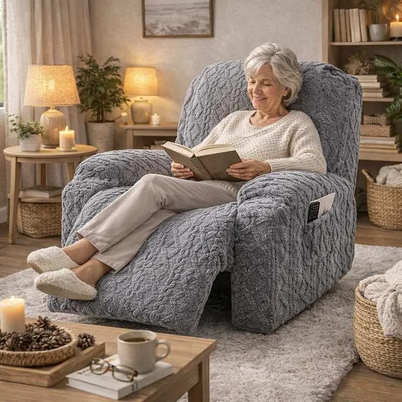 Housse Fauteuil Relax Tricot grise