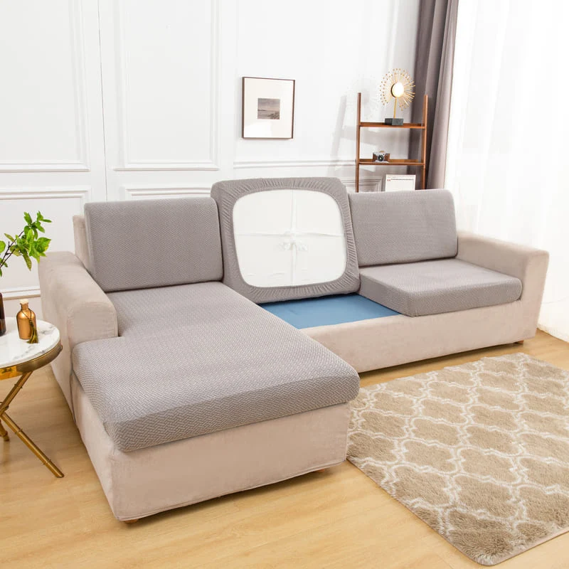 Housse Microfibre Taupe pour Coussin d'Assise de Canapé