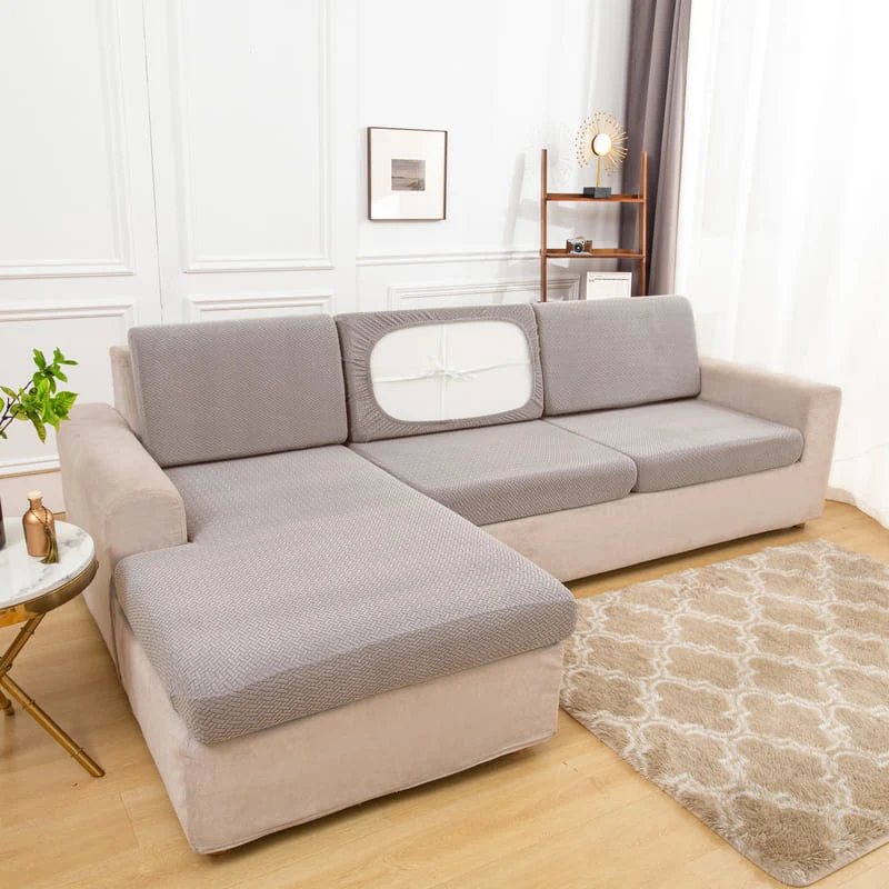 Housse Microfibre Taupe pour Coussin d'Assise de Canapé