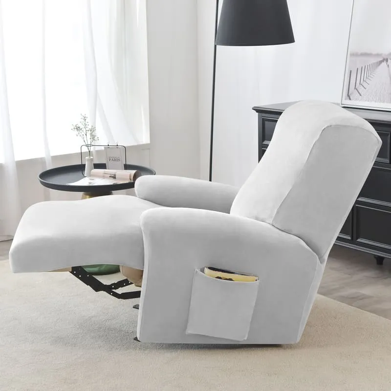 Housse de Fauteuil Relax Velours Gris clair