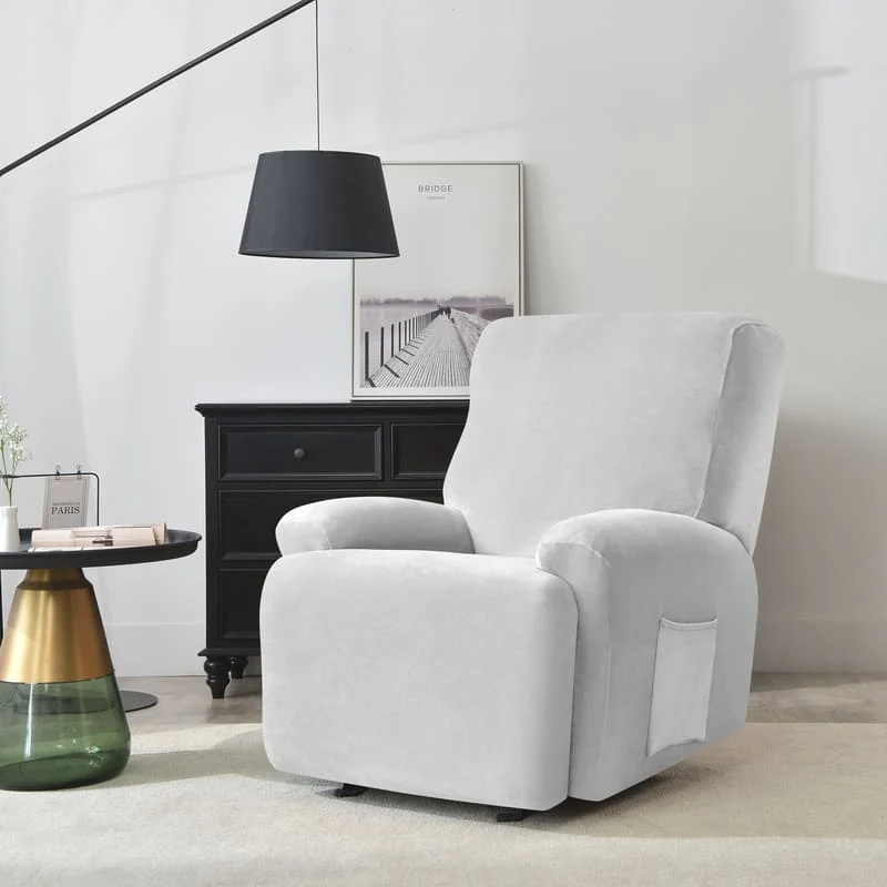 Housse de Fauteuil Relax Velours Gris clair