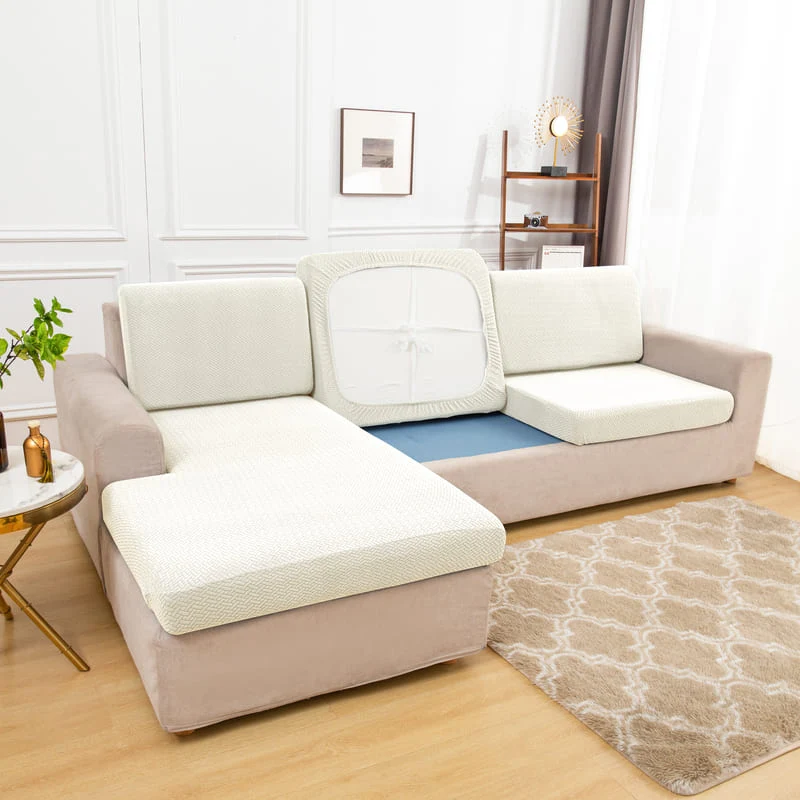Housse Microfibre Blanc pour Coussin d'Assise de Canapé