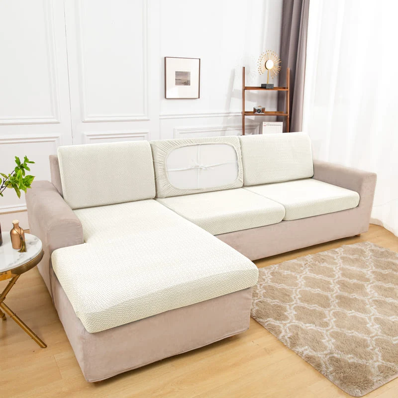 Housse Microfibre Blanc pour Coussin d'Assise de Canapé