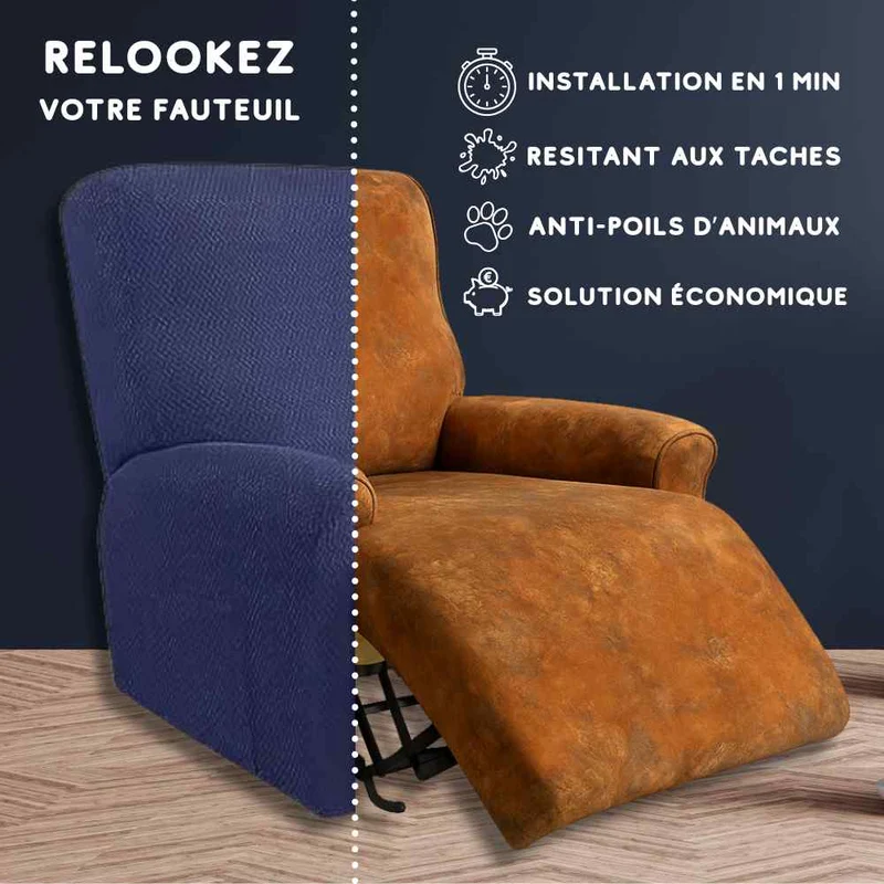 Housse Fauteuil Relax bleue marine
