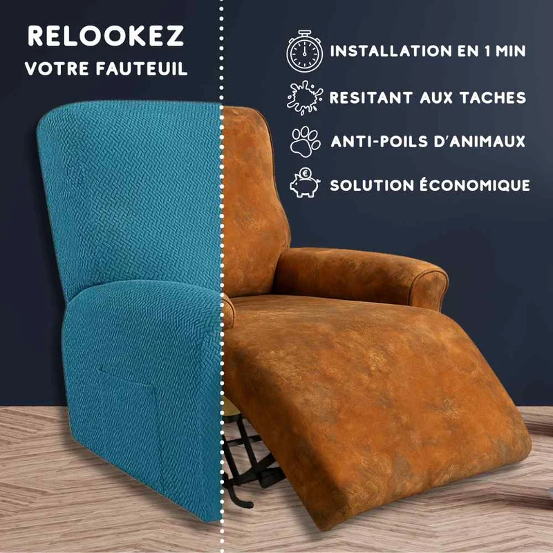 Housse Fauteuil Relax bleue
