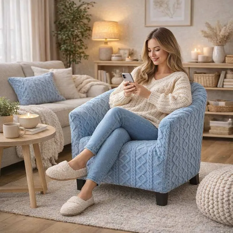 Housse Fauteuil Cabriolet Tricot bleu