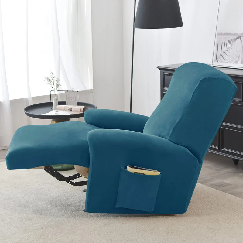 Housse de Fauteuil Relax Velours Bleu canard