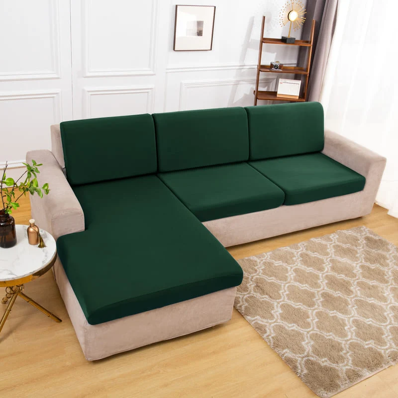 Housse extensible Vert sapin pour Coussin de Canapé