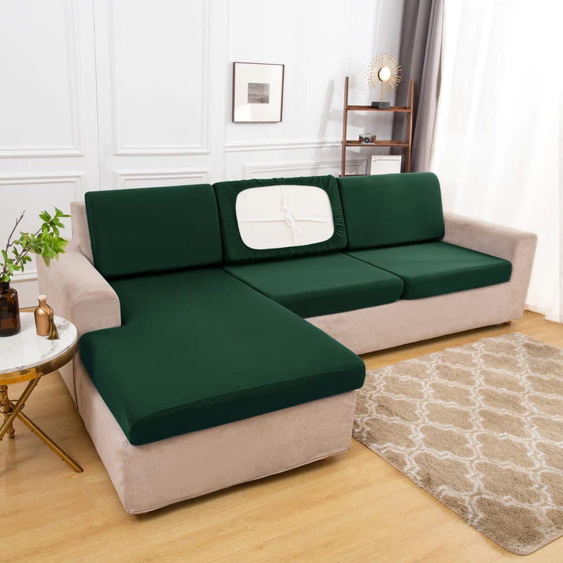 Housse extensible Vert sapin pour Coussin de Canapé