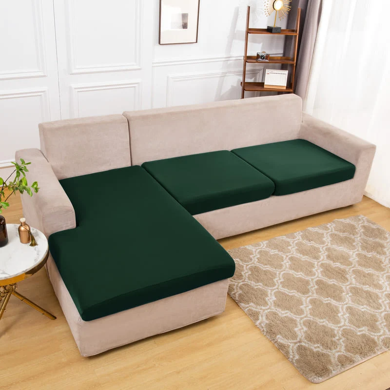 Housse extensible Vert sapin pour Coussin de Canapé