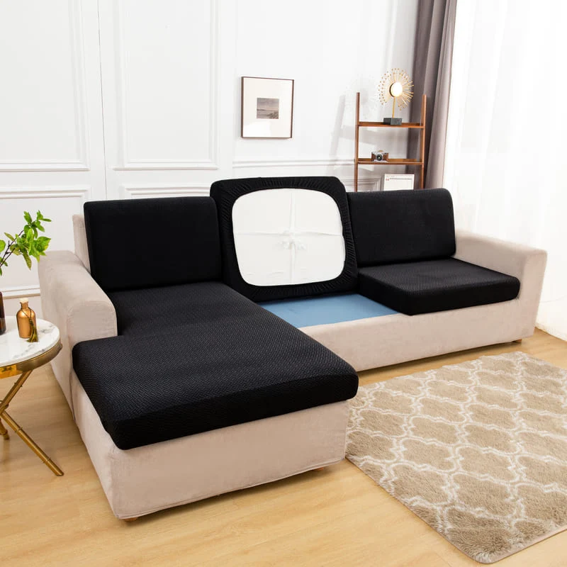 Housse Microfibre Noire pour Coussin d'Assise de Canapé