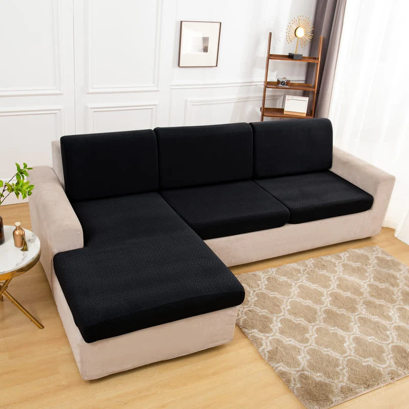 Housse Microfibre Noire pour Coussin d'Assise de Canapé