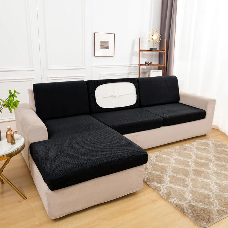 Housse Microfibre Noire pour Coussin d'Assise de Canapé