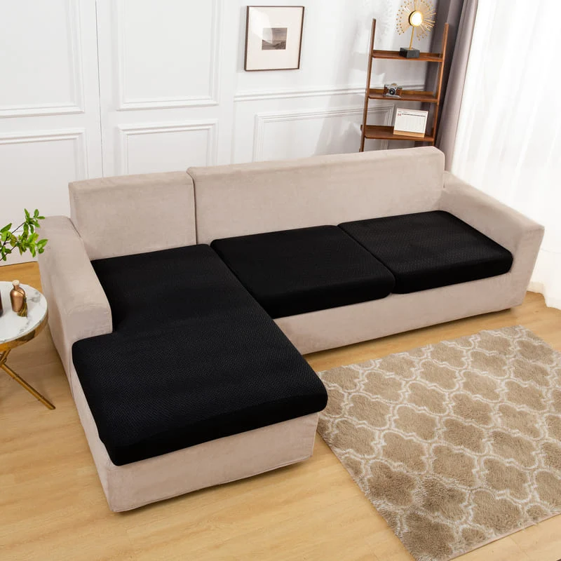 Housse Microfibre Noire pour Coussin d'Assise de Canapé