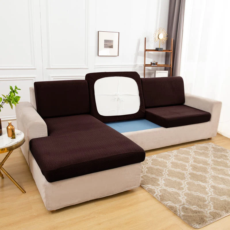 Housse Microfibre Marron pour Coussin d'Assise de Canapé