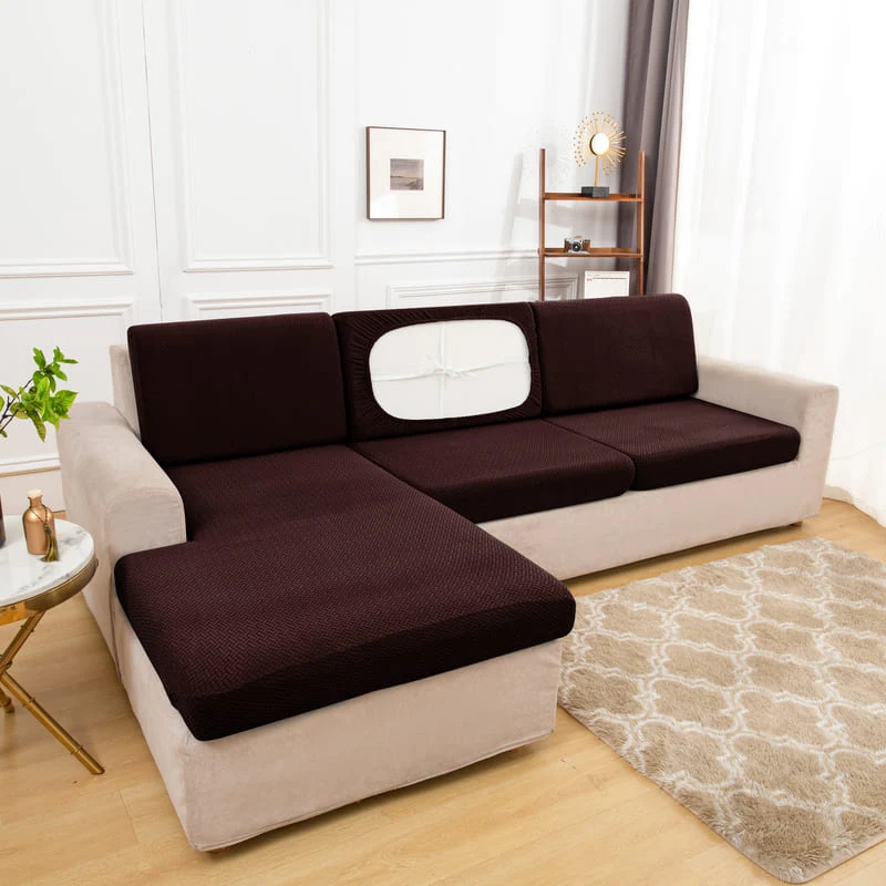 Housse Microfibre Marron pour Coussin d'Assise de Canapé