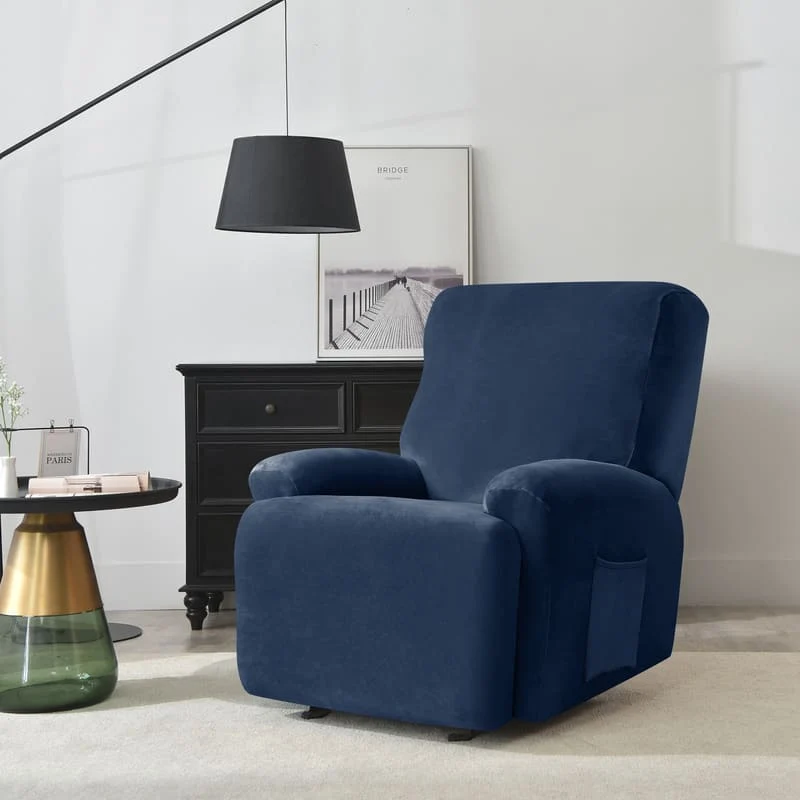 Housse de Fauteuil Relax Velours Bleu marine