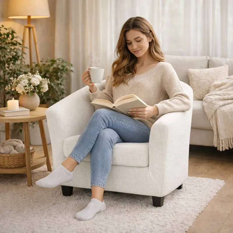Housse Fauteuil Club Cabriolet blanche