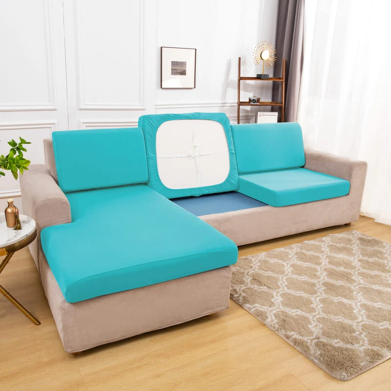 Housse extensible Turquoise pour Coussin de Canapé