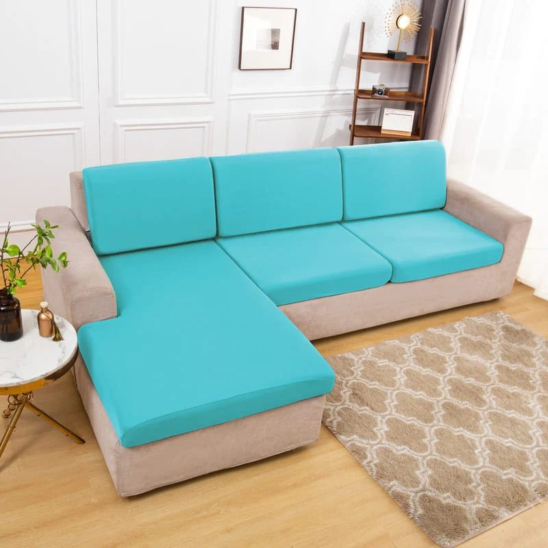 Housse extensible Turquoise pour Coussin de Canapé