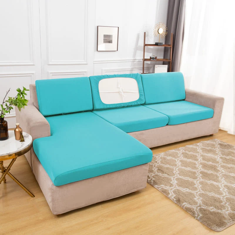 Housse extensible Turquoise pour Coussin de Canapé
