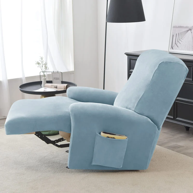 Housse de Fauteuil Relax Velours Bleu ciel