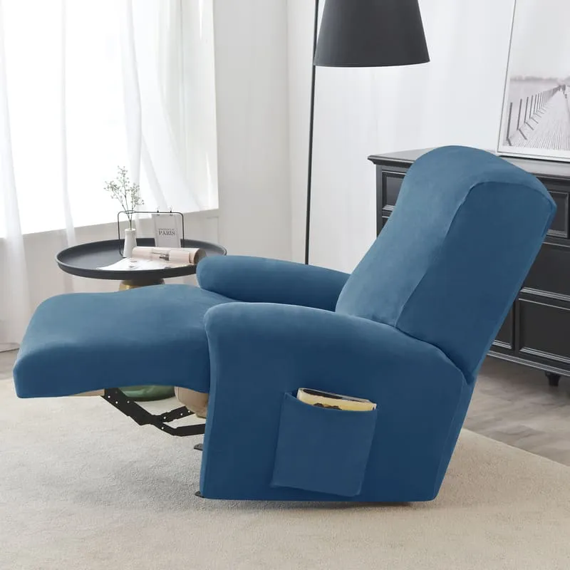 Housse de Fauteuil Relax Velours Bleu