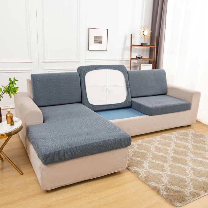 Housse Microfibre Gris bleu pour Coussin d'Assise de Canapé