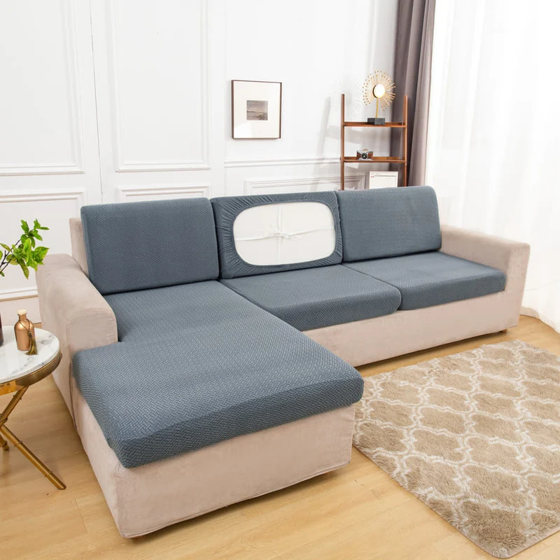 Housse Microfibre Gris bleu pour Coussin d'Assise de Canapé