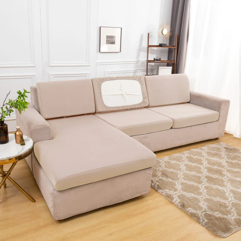 Housse extensible Écru pour Coussin de Canapé