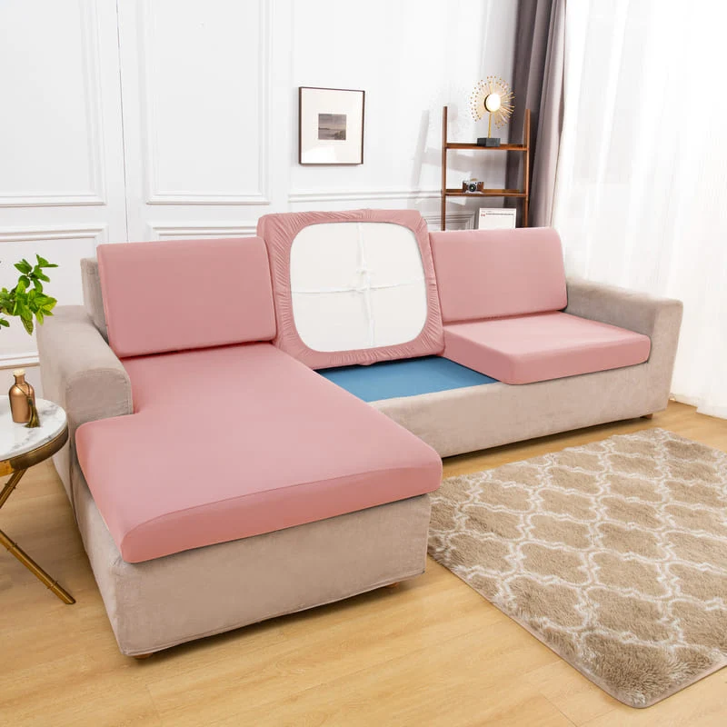 Housse extensible Rose poudré pour Coussin de Canapé