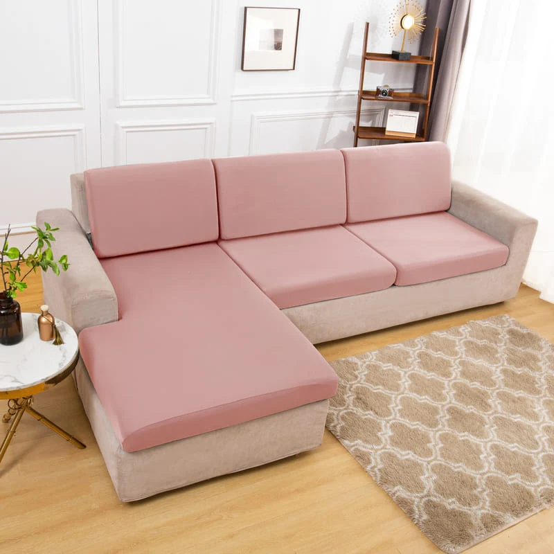 Housse extensible Rose poudré pour Coussin de Canapé