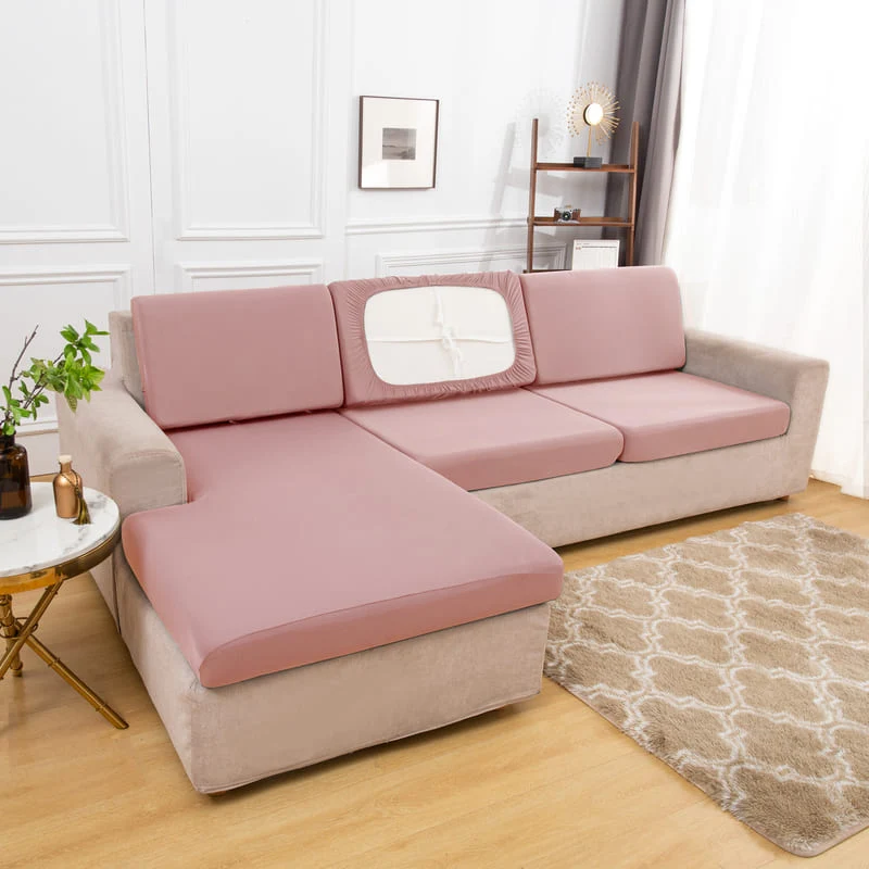 Housse extensible Rose poudré pour Coussin de Canapé