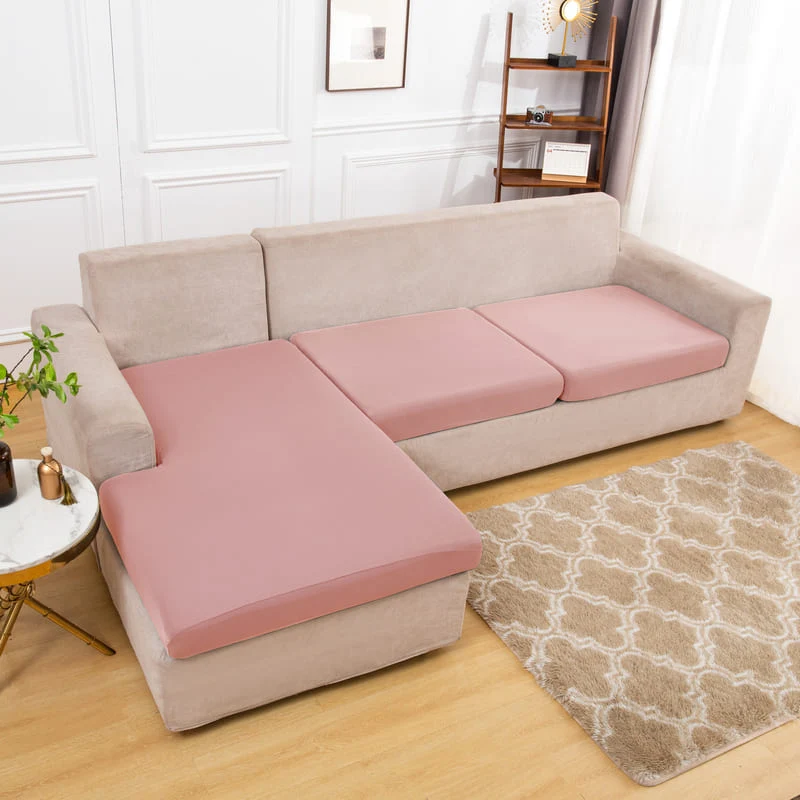 Housse extensible Rose poudré pour Coussin de Canapé