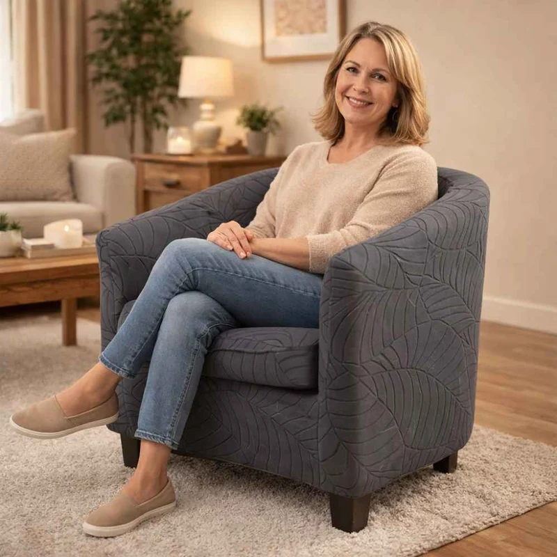Housse Fauteuil Crapaud Extensible grise foncé