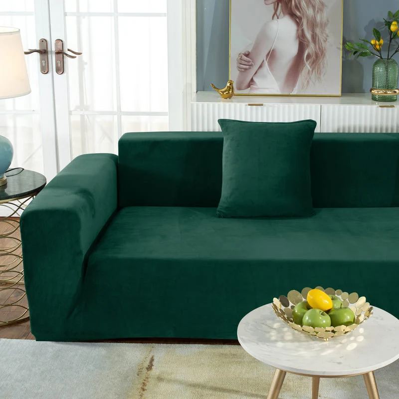 Housse de Canapé d'Angle Velours Vert sapin