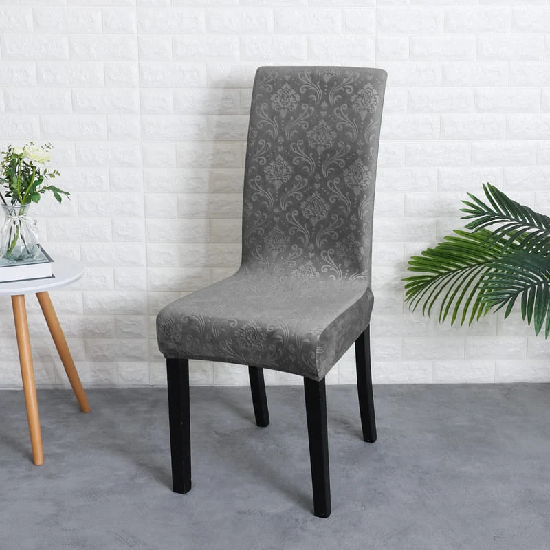 Housse de Chaise Velours Lys Gris anthracite