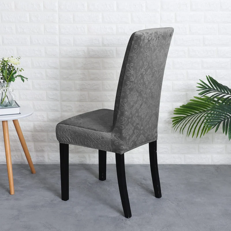 Housse de Chaise Velours Lys Gris anthracite