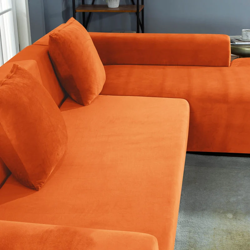 Housse de Canapé d'Angle Velours Orange
