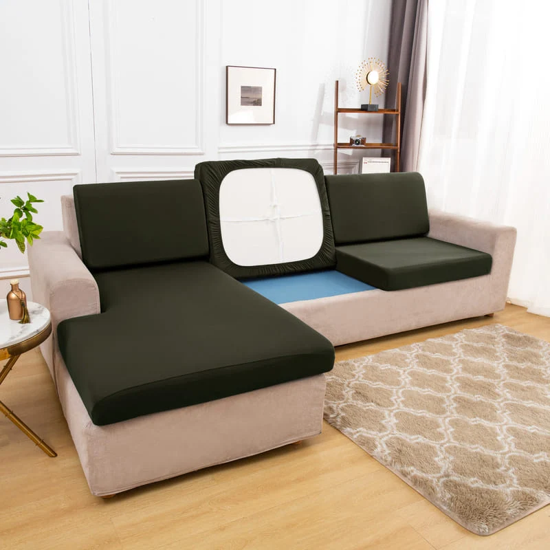 Housse extensible Kaki pour Coussin de Canapé