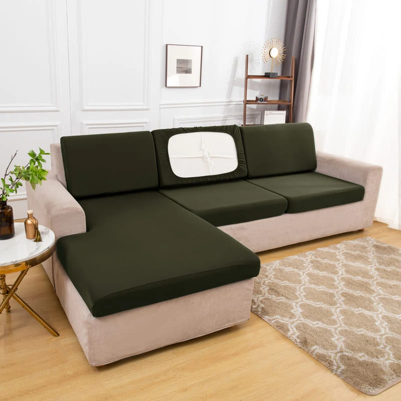 Housse extensible Kaki pour Coussin de Canapé