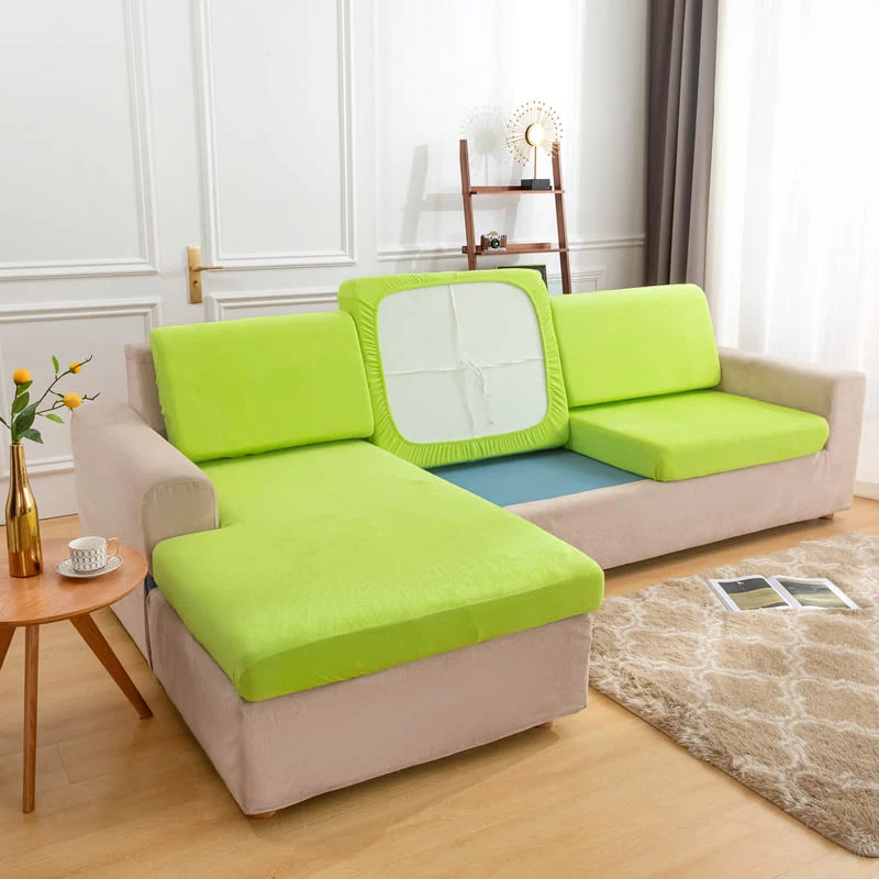 Housse Peluche Vert pomme pour Coussin d'Assise de Canapé