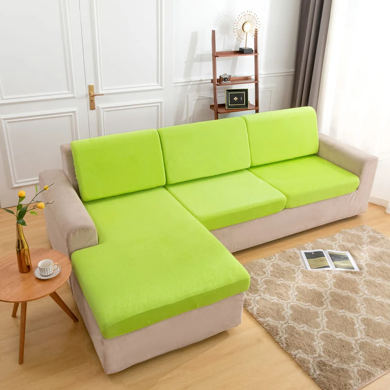 Housse Peluche Vert pomme pour Coussin d'Assise de Canapé