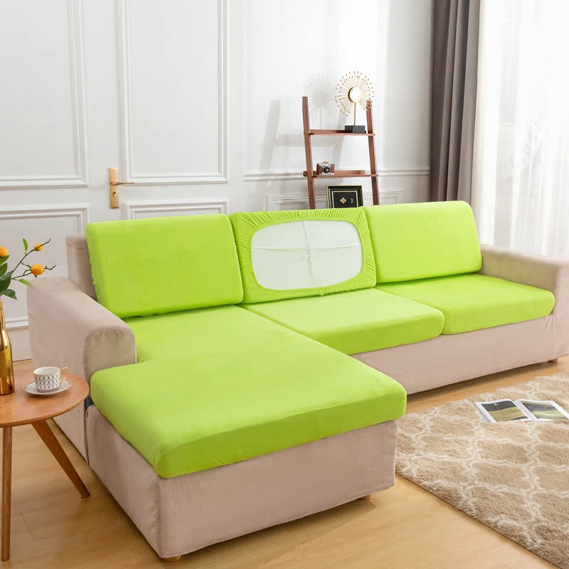 Housse Peluche Vert pomme pour Coussin d'Assise de Canapé