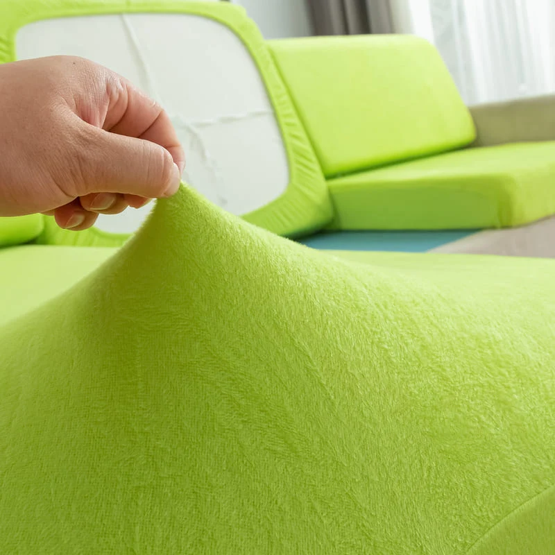 Housse Peluche Vert pomme pour Coussin d'Assise de Canapé