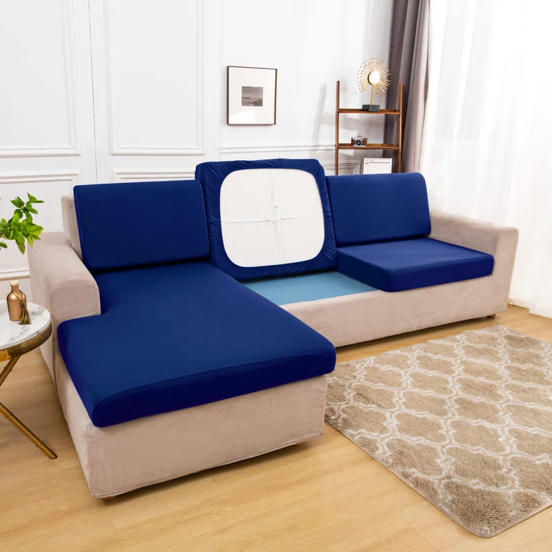 Housse extensible Bleue pour Coussin de Canapé