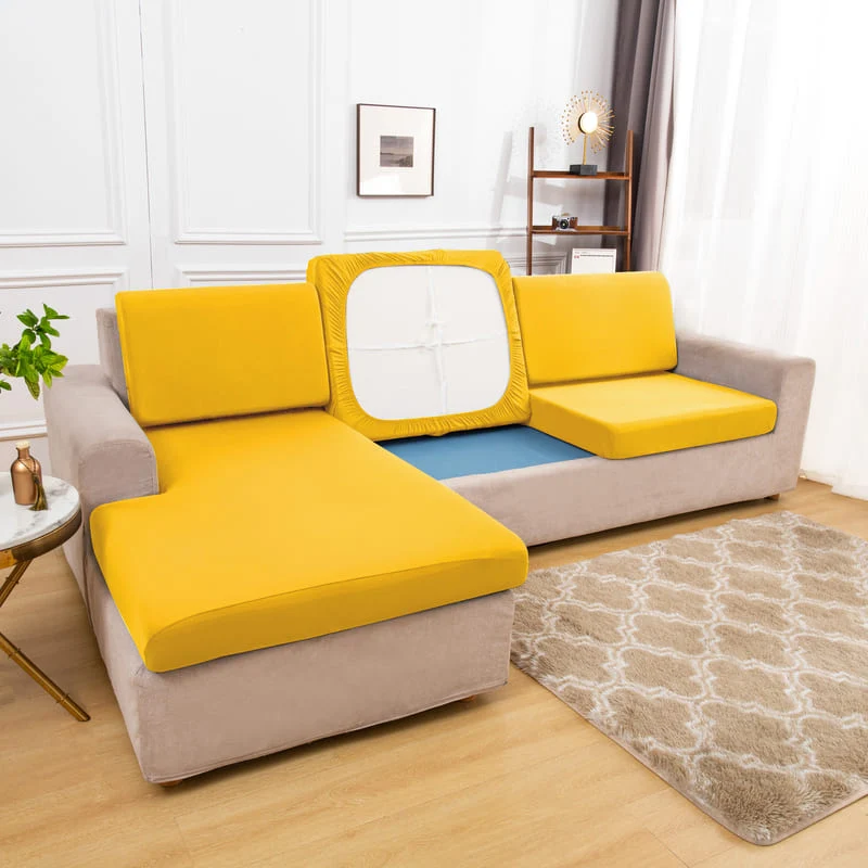 Housse extensible Jaune pour Coussin de Canapé
